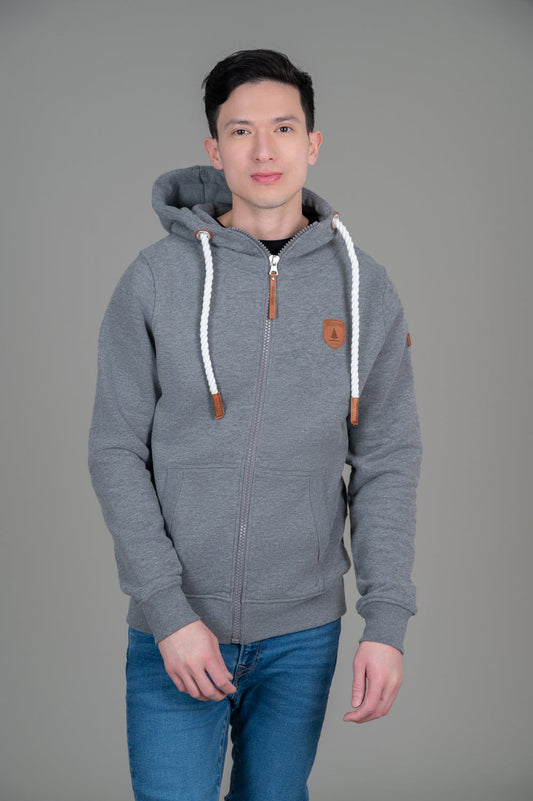 Zeus Dark Heather Grey Full-Zip Hoodie