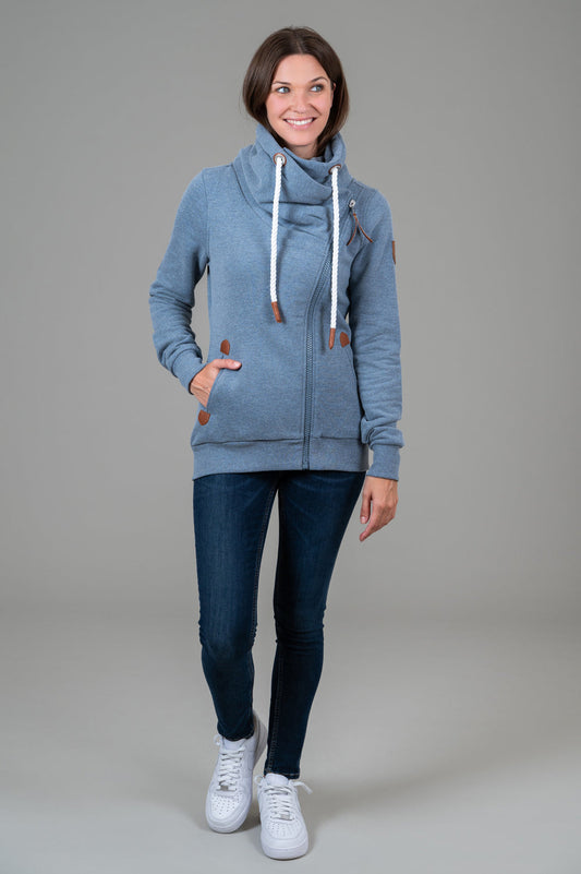 Hestia Heather Blue Full-Zip Sweatshirt